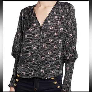 veronica beard 100% silk maree floral print blouse | long sleeve top | size 0